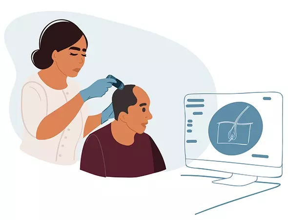 male specialist examining follicle